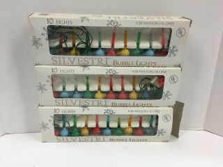 3 Boxes Of Vintage Silvestri Miniature Christmas Bubble Lights