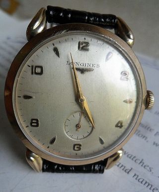 1952 Vintage Men ' s Longines 17J Cal.  12.  68Z Swiss Mechanical Watch 4 REP. 9