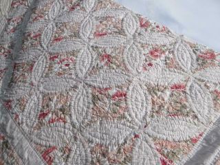 EXQUISITE VINTAGE GOD ' S EYE CATHEDRAL CEILING RUSTIC PEACH ANTIQUE ROSE QUILT 10