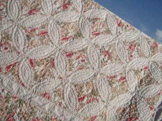 EXQUISITE VINTAGE GOD ' S EYE CATHEDRAL CEILING RUSTIC PEACH ANTIQUE ROSE QUILT 2