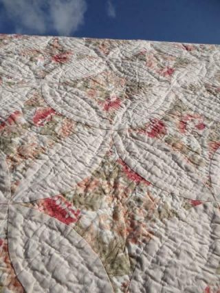 EXQUISITE VINTAGE GOD ' S EYE CATHEDRAL CEILING RUSTIC PEACH ANTIQUE ROSE QUILT 4