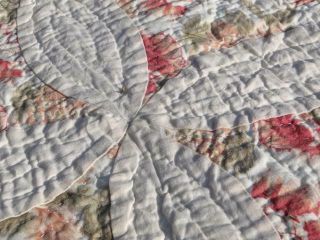 EXQUISITE VINTAGE GOD ' S EYE CATHEDRAL CEILING RUSTIC PEACH ANTIQUE ROSE QUILT 8