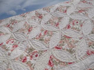 EXQUISITE VINTAGE GOD ' S EYE CATHEDRAL CEILING RUSTIC PEACH ANTIQUE ROSE QUILT 9