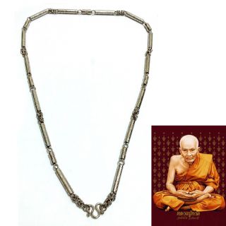 Thai Amulet Necklace Stainless Steel Solid Pattern Lp Tuad For Buddha Pendant 02