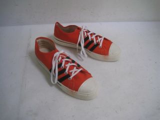 Vintage Deadstock 1970s Orange Low Canvas Basketball Sneakers Usa Made Size 10.  5
