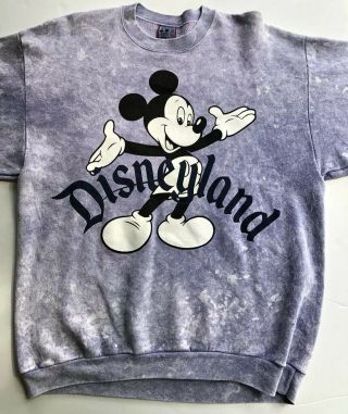 Vintage Walt Disneyland Mickey Mouse Purple Bleach One Size Fits All Sweatshirt