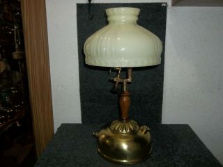 Vintage Coleman Lantern / Lamp Co.  - Brass Table Lamp - Almond Coleman Shade