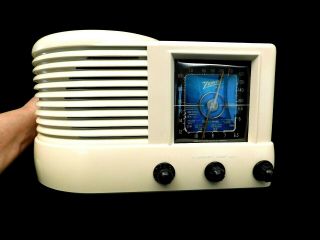 Vintage Zenith Classic Blue Dial Antique Old Bakelite Tube Radio Restored