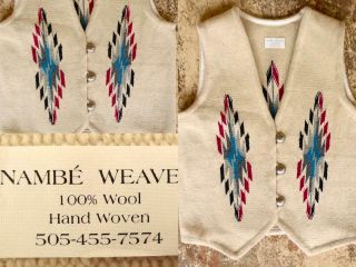 ✰ Chimayo Nambe Weaver Native American Indian Blanket Handwoven 100 Wool Vest