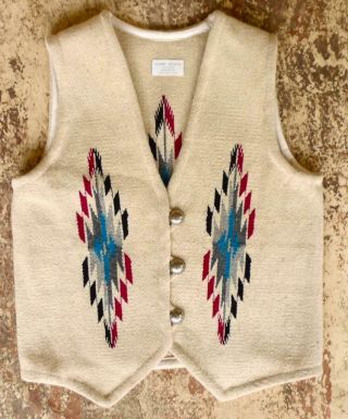 ✰ CHIMAYO NAMBE WEAVER NATIVE AMERICAN Indian BLANKET HANDWOVEN 100 Wool VEST 3