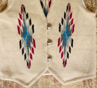 ✰ CHIMAYO NAMBE WEAVER NATIVE AMERICAN Indian BLANKET HANDWOVEN 100 Wool VEST 4