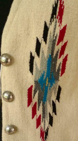 ✰ CHIMAYO NAMBE WEAVER NATIVE AMERICAN Indian BLANKET HANDWOVEN 100 Wool VEST 8