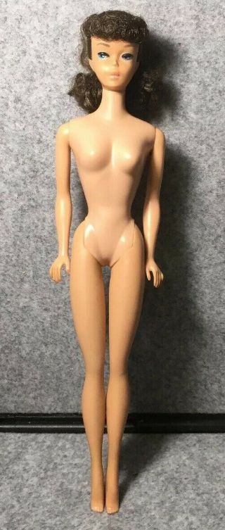 Vtg Brunette Ponytail Barbie Doll Vintage Stamped 9 Mattel Nude