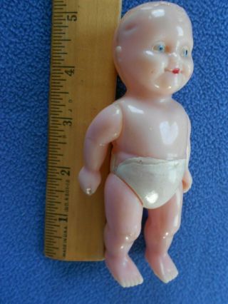 Vintage Renwal No.  9 Plastic Baby Doll,  5” Dollhouse Doll Moves Arms & Legs