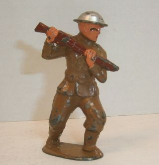 Vintage Barclay Dimestore Figure 765 Bayoneting No Bayonet,  Cast Helmet - Exc