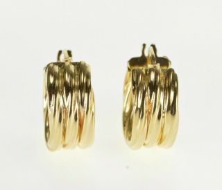 14k Three Twist Sprial Design Hollow Hoop Earrings Yellow Gold 42