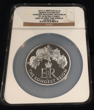 ,  RARE,  2015 UK.  999 SILVER 10 PDS NGC PF70 UC (ONE OF 1st 500 STRUCK) NO RSRV 2