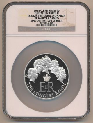 ,  RARE,  2015 UK.  999 SILVER 10 PDS NGC PF70 UC (ONE OF 1st 500 STRUCK) NO RSRV 5