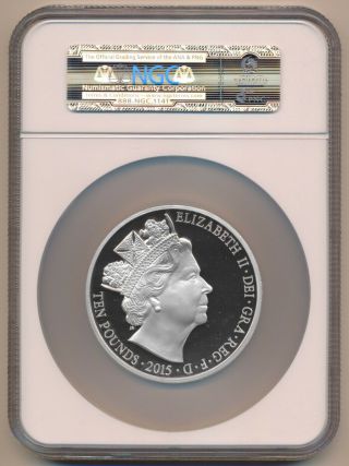 ,  RARE,  2015 UK.  999 SILVER 10 PDS NGC PF70 UC (ONE OF 1st 500 STRUCK) NO RSRV 6