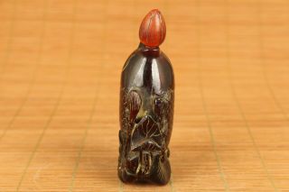 Big rare chinese old yak horn hand carved fish snuff bottle hand piece 3