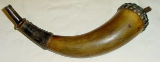 Antique Native American Powder Horn French/indian War Brass Studded - Beauty