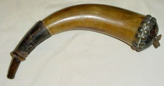 Antique Native American Powder Horn French/Indian War Brass Studded - BEAUTY 2