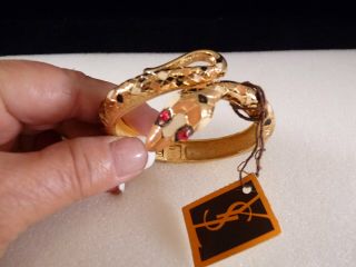 Vintage Yves Saint Laurent YSL Gold Tone Snake Bracelet 2