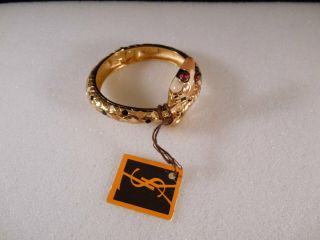 Vintage Yves Saint Laurent YSL Gold Tone Snake Bracelet 6