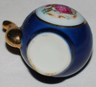 Vintage Mini Tea Pot Cobalt Blue Gold Victorian Romance Scene Porcelain 2.  5 