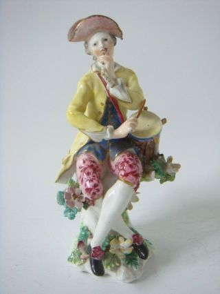Bow Porcelain Rare Fine Modelled Figure Of A Drummer With Flute C1755