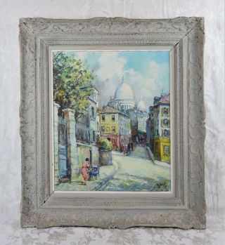 Vintage Impressionist Paris Street Scene Oil Painting Maurice Barle Signed Liste