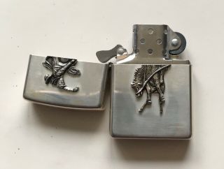 Rare Zippo Marlboro Sterling Silver CM Russel Rodeo Hong Kong Limited 8