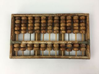 Antique Chinese Lotus Flower Brand Wood Abacus 4