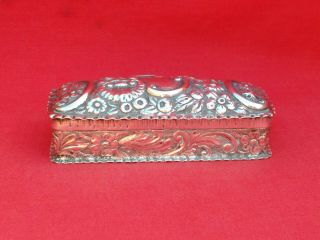1892 Hallmark Antique Victorian Repousse Sterling Silver Trinket / Ring Box