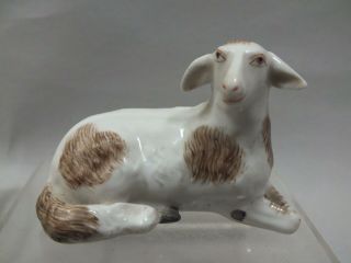 A Good 18th Century Meissen Porcelain Sheep Figure Marked On Back
