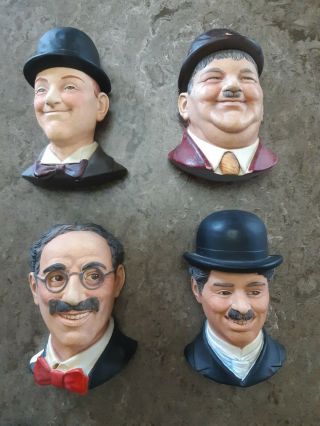 Vintage Legend Products Heads,  England: Chaplin,  Marx,  Laurel & Hardy,  1984
