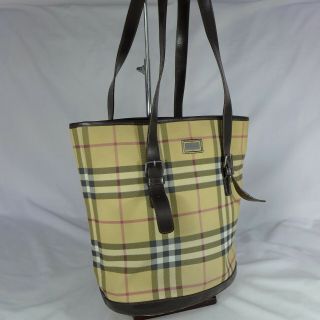 Authentic Vintage Burberry Nova Check Medium Shoulder Bucket Tote Handbag Purse