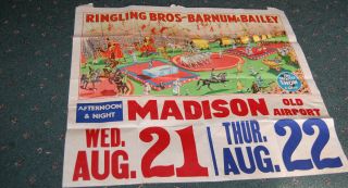 Vintage Ringling Bros,  Barnum & Baily Circus Poster Madison Wi 1940s - 50s