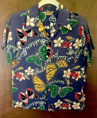 Vintage Penrod 1940’s “aloha” Rayon Loop Colar Hawaiian Shirt - Butterflies (s)