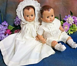 Vintage Antique 1930s A&r Arranbee Twins Composition Baby Dolls Boy Girl Dressed