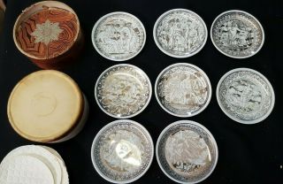 Vintage Fornasetti Mitologia 8 Coasters Bonwit Teller Italy Box