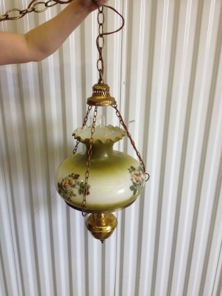 Vintage Mid Century Swag Lamp Parlor Gwtw Gone With The Wind Flower Rose (g22)