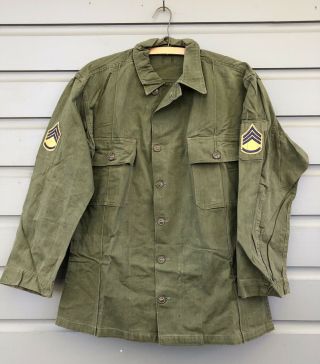 Vintage Wwii Military Collectible U.  S.  Army Herringbone Uniform Blouse Shirt