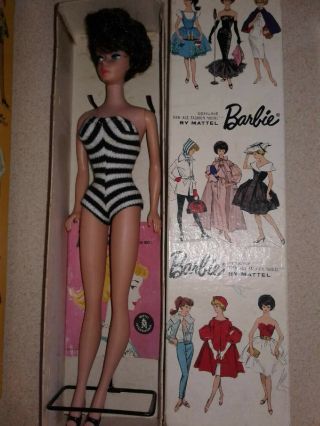Vintage Brunette Bubble Cut Barbie,  Ken flocked,  Ken and Allan w/box 5