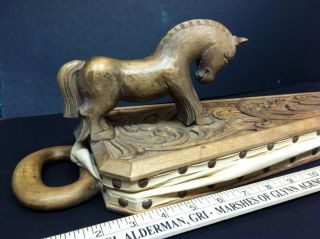 Bellows With Carved Horse On Top And Carving On Front - Vintage