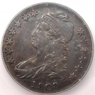 1808 Capped Bust Half Dollar 50c - Icg Au58 Details - Rare Date Certified Coin