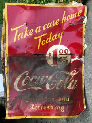 Set Of 3 Vintage 1940s Metal Coca Cola Soda Pop Signs