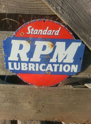 Vintage Rpm Porcelain Sign Gas Oil Pump Rack Plate Station