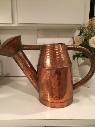 Vtg Handmade Hammered Huge Copper Gardening Watering Can