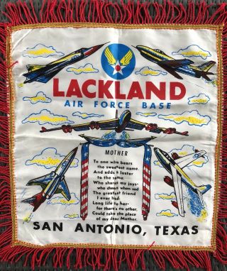 Vintage Military Pillow Sham Cover Lackland Air Force Base San Antonio Tx